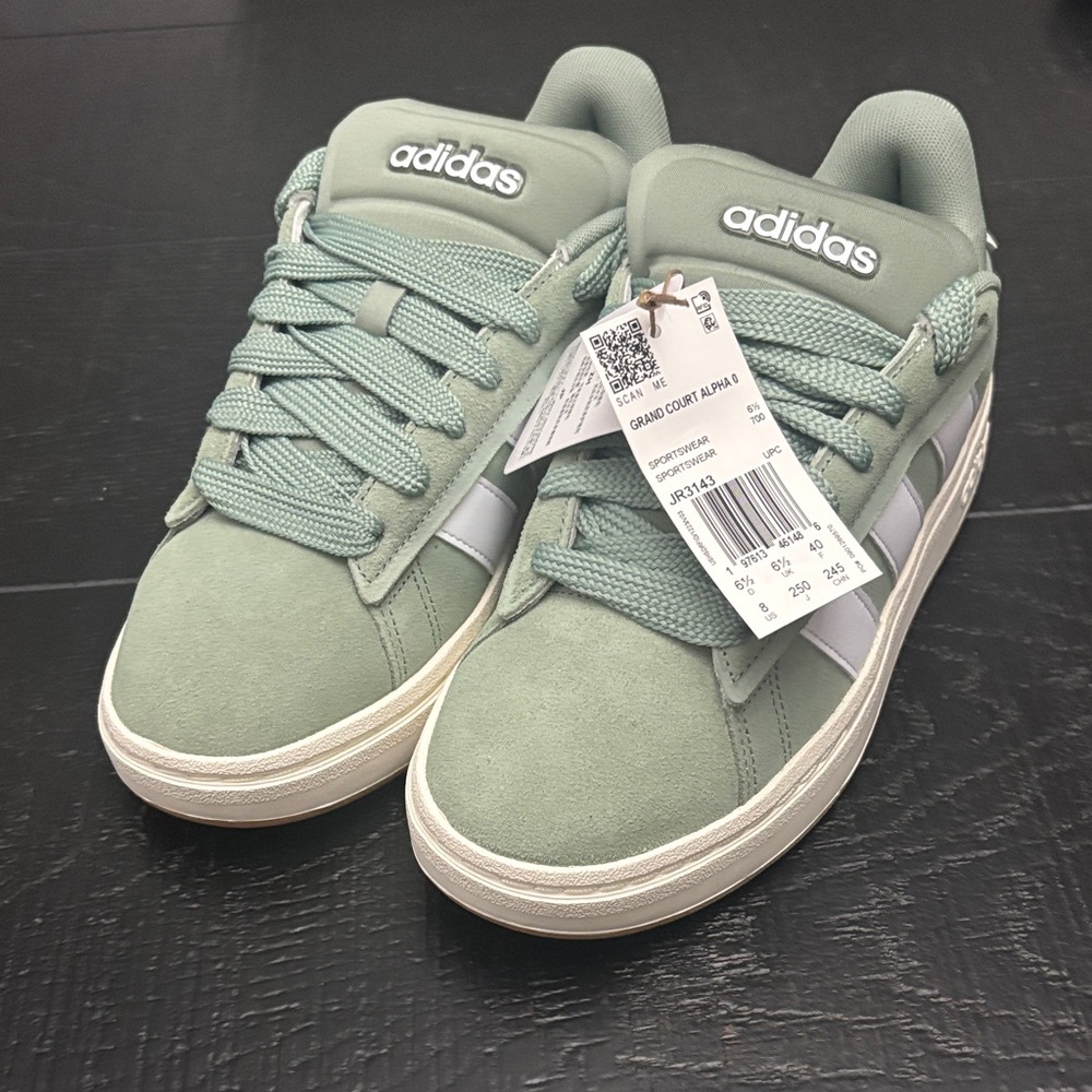 Adidas Grand Court Alpha 00s - Seafoam Green and White